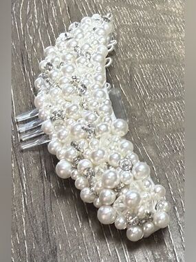 Faux Pearl & Crystal Beaded Hair Comb - Vintage Style